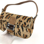 FENDI LEOPARD CALF HAIR BAGUETTE SHOULDER BAG