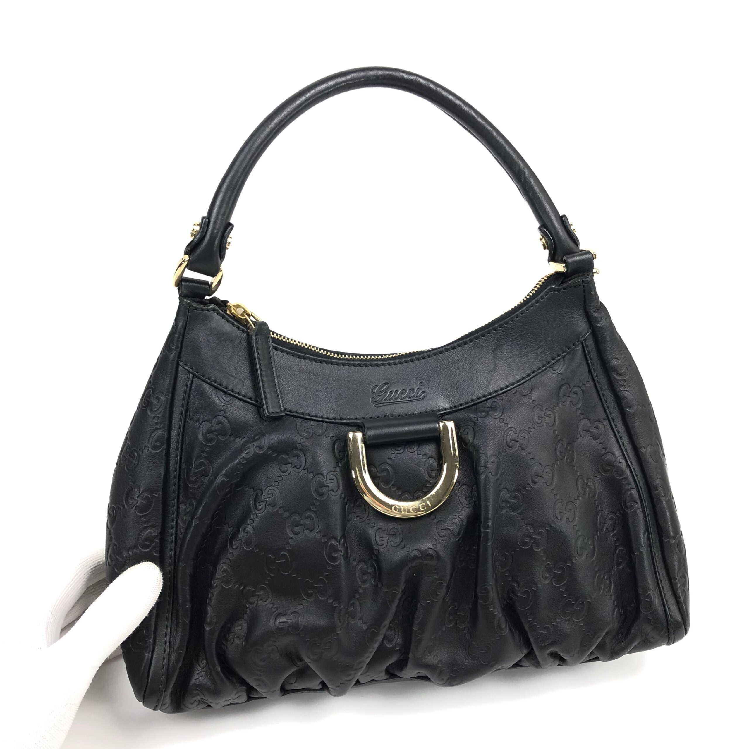 GUCCI MONOGRAM ABBEY LEATHER SHOULDER BAG