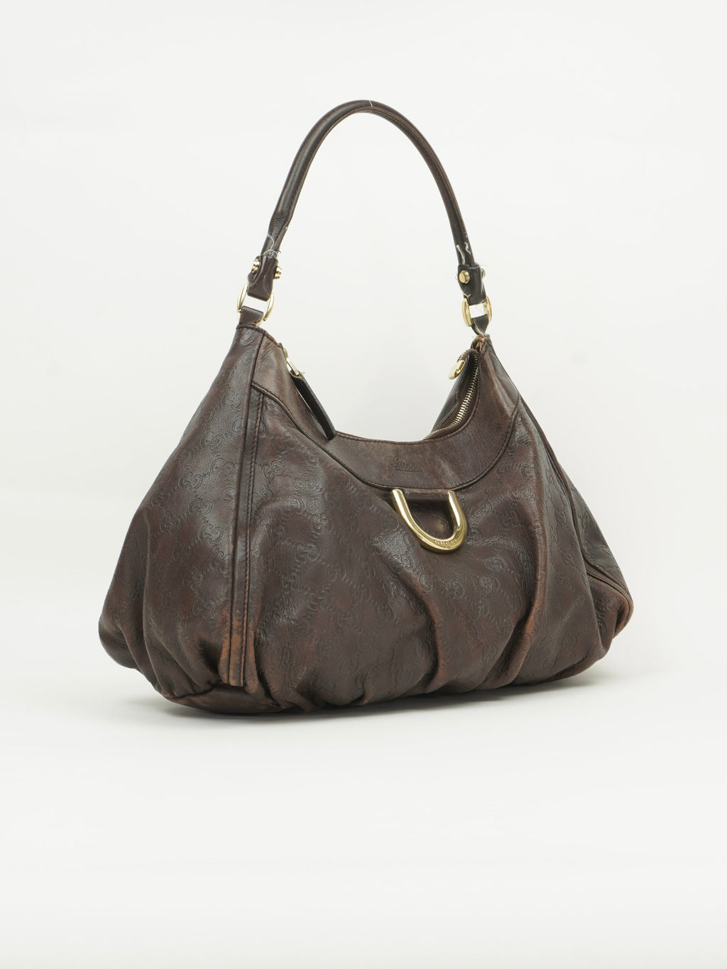 GUCCI MONOGRAM LEATHER ABBEY BAG