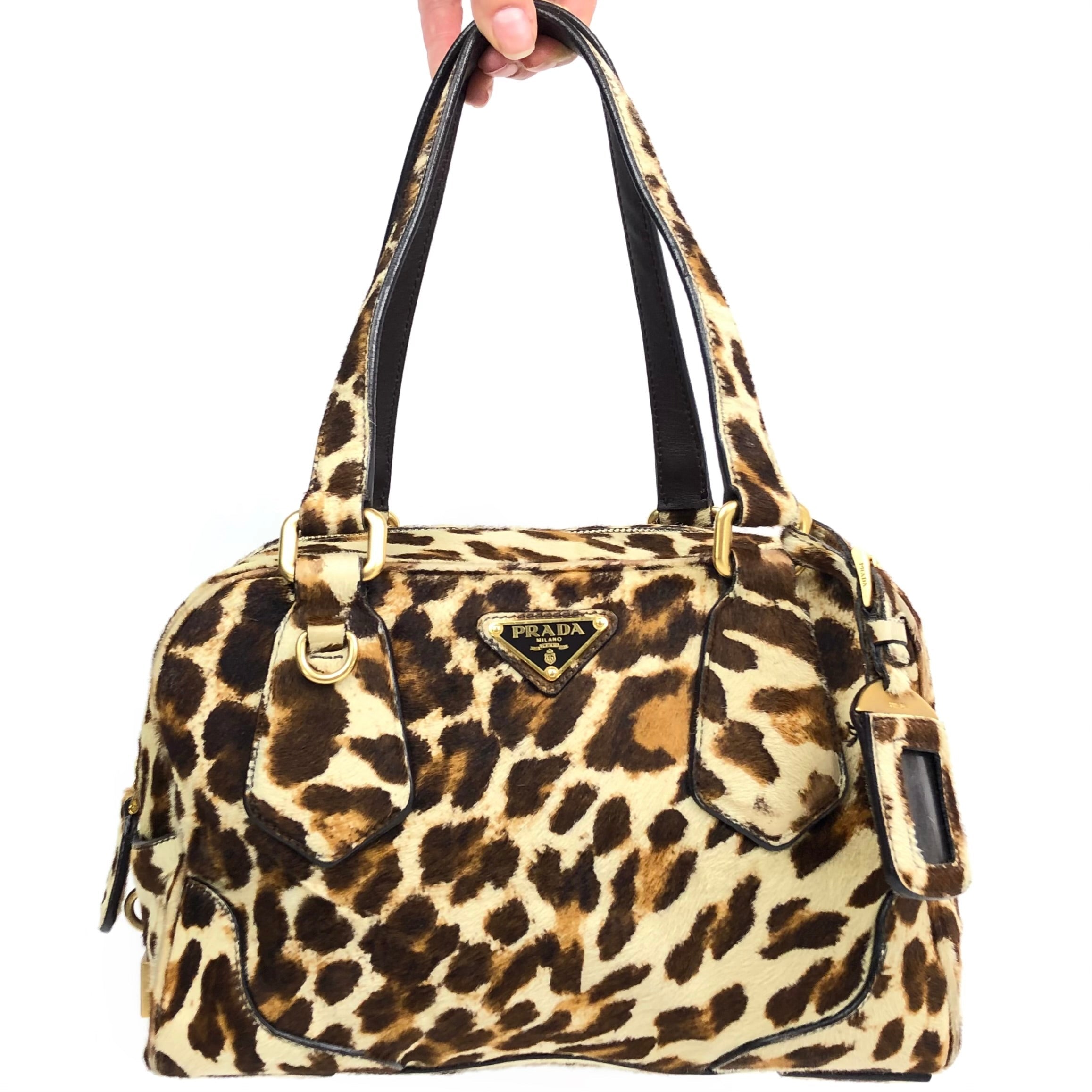 PRADA CALF HAIR LEOPARD SHOULDER BAG