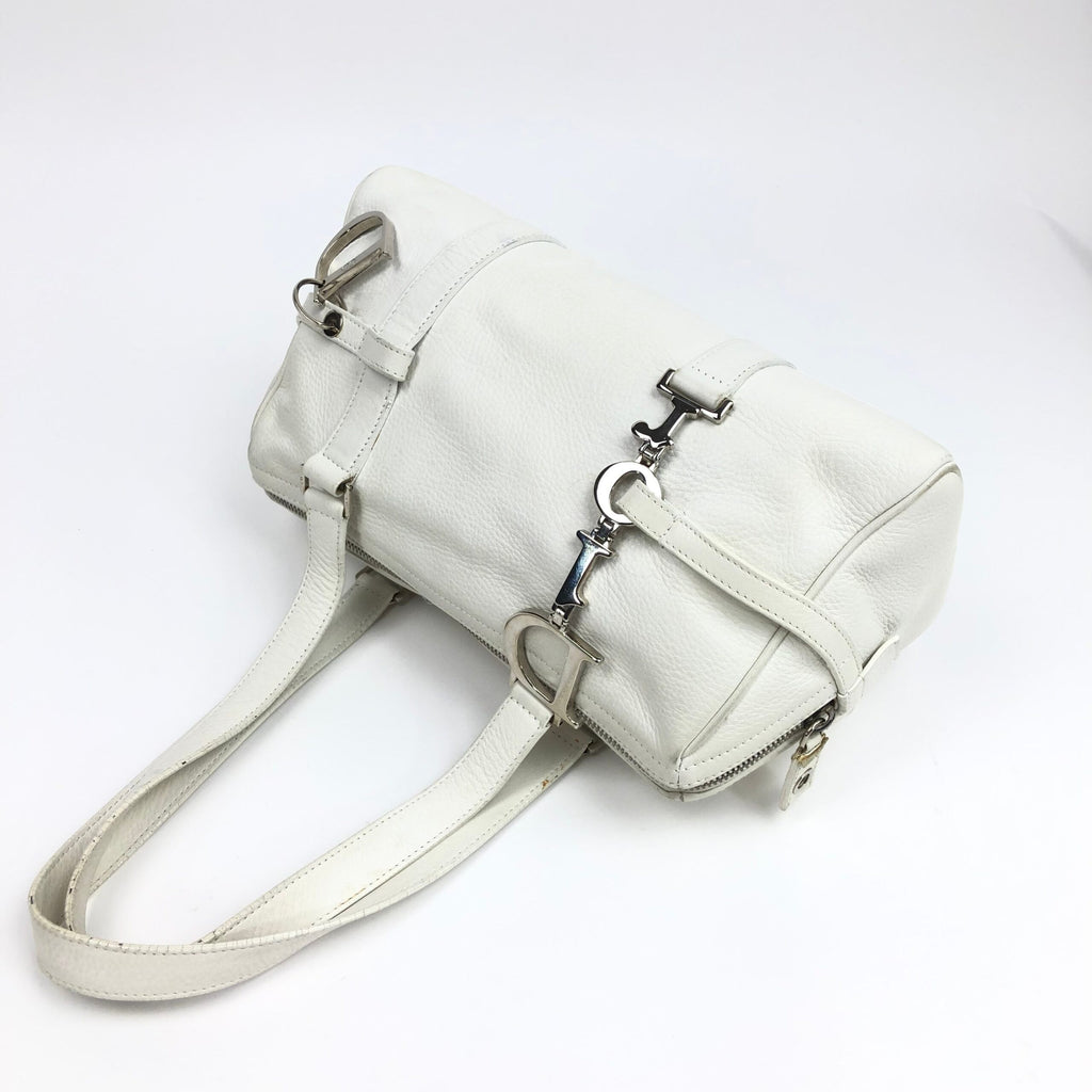 CHRISTIAN DIOR LEATHER BAG WITH SILVER HARDWARE