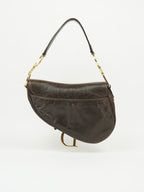 CHRISTIAN DIOR BROWN LEATHER SADDLE BAG