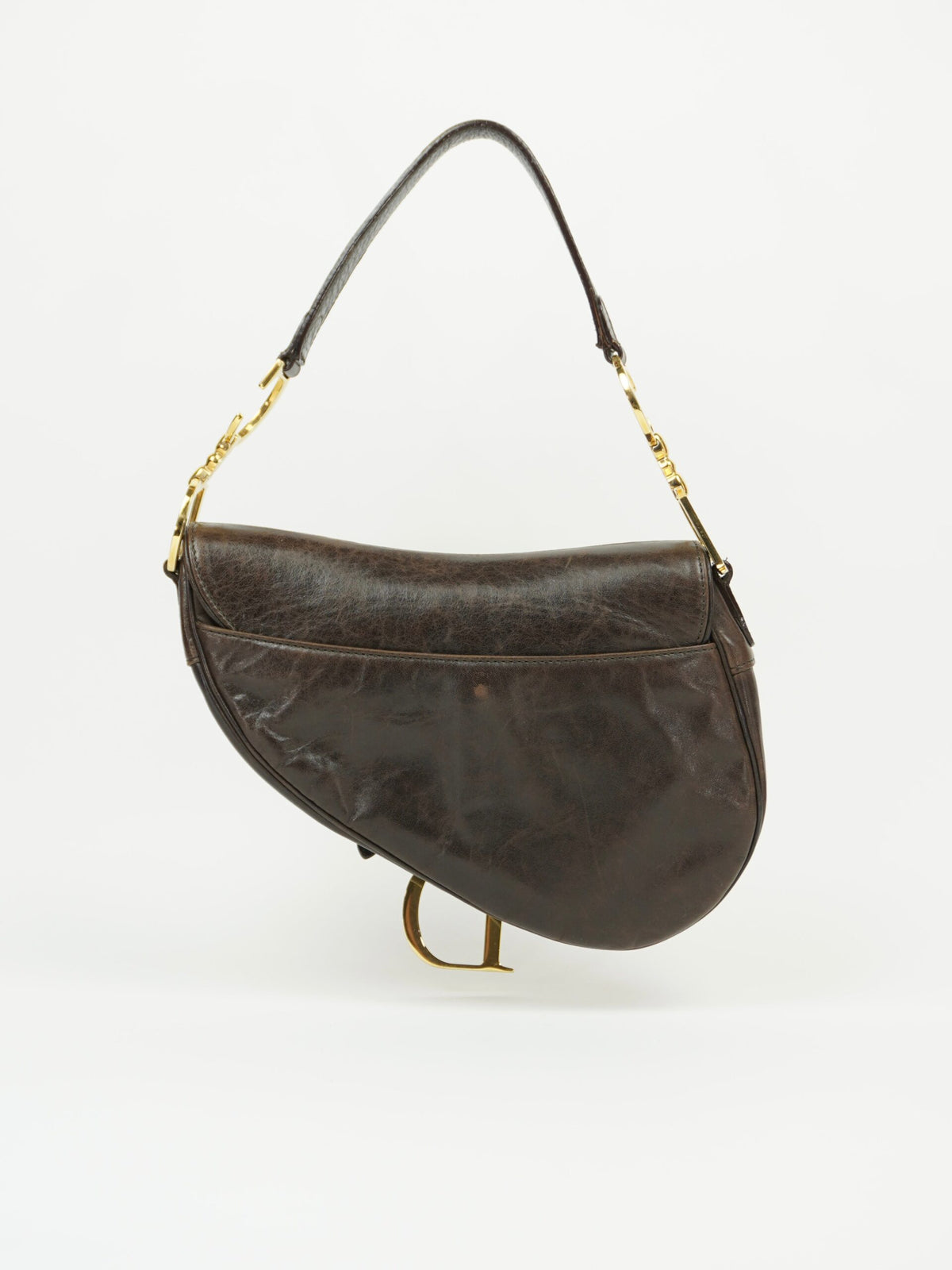 CHRISTIAN DIOR BROWN LEATHER SADDLE BAG