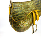 CHRISTIAN DIOR CROCODILE EMBOSSED LEATHER SADDLE BAG