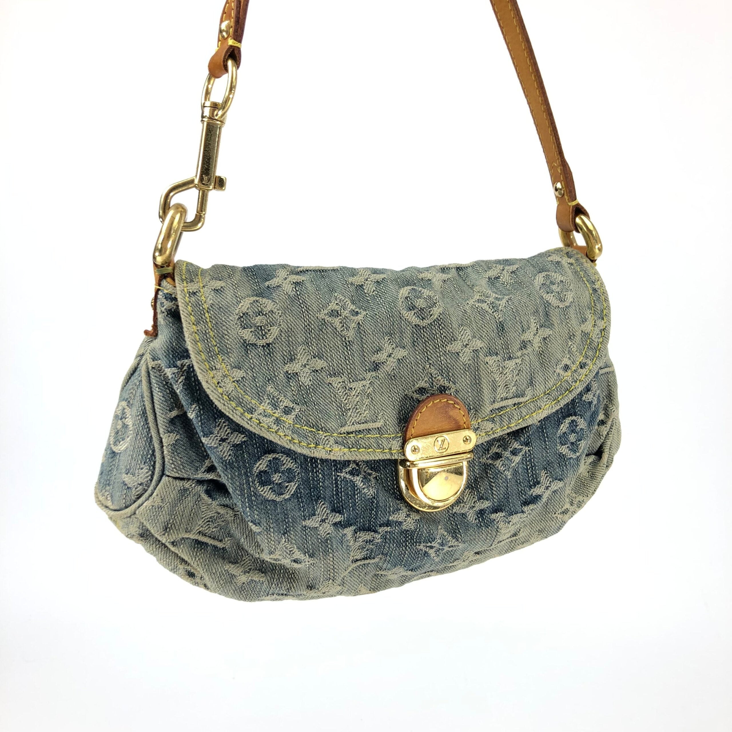 LOUIS VUITTON PLEATY DENIM SHOULDER BAG