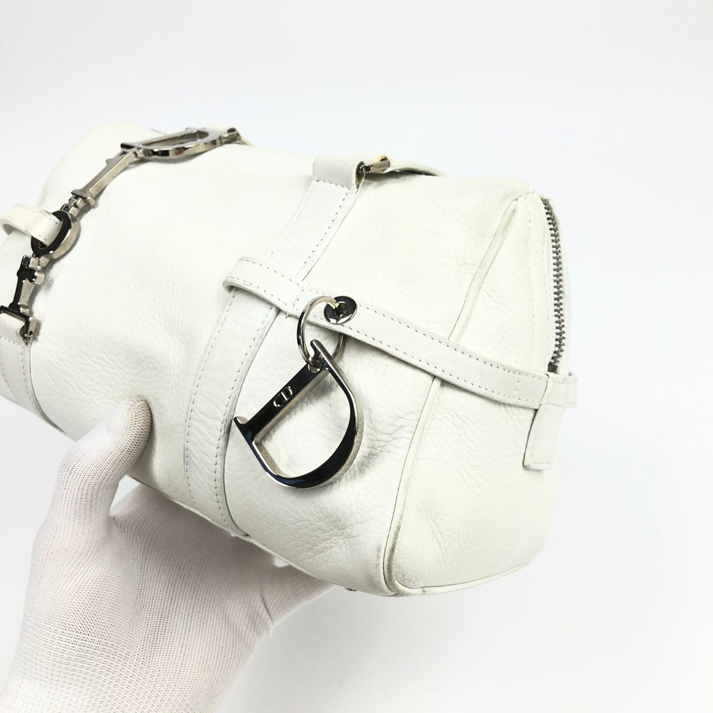 CHRISTIAN DIOR LEATHER BAG WITH SILVER HARDWARE