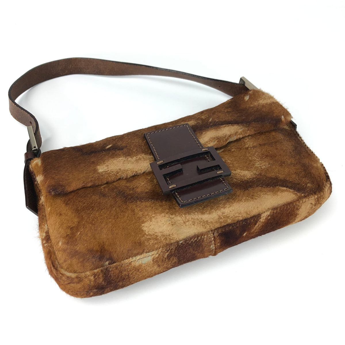 FENDI CALF HAIR BAGUETTE BAG