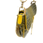 CHRISTIAN DIOR CROCODILE EMBOSSED LEATHER SADDLE BAG