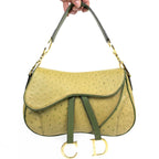 CHRISTIAN DIOR OSTRICH LEATHER DOUBLE SADDLE BAG