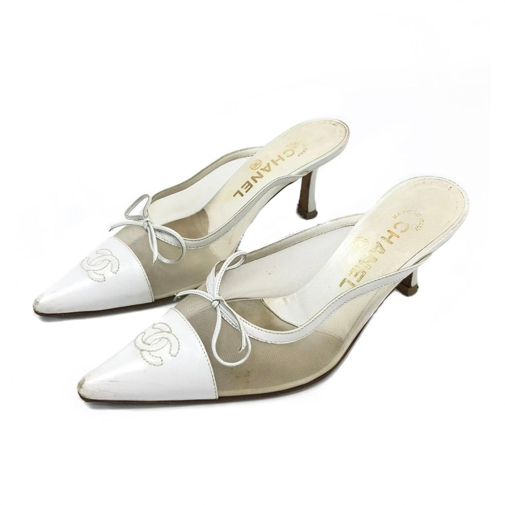 CHANEL LOGO KITTEN HEELS