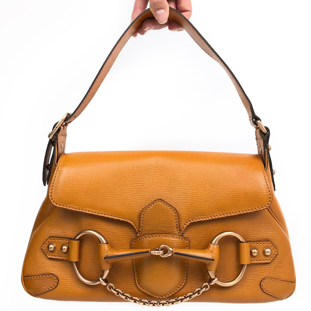 GUCCI HORSEBIT CHAIN LEATHER SHOULDER BAG