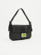 FENDI LEATHER BAGUETTE WITH GREEN BUCKLE