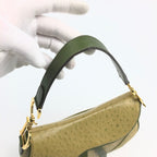 CHRISTIAN DIOR OSTRICH LEATHER DOUBLE SADDLE BAG