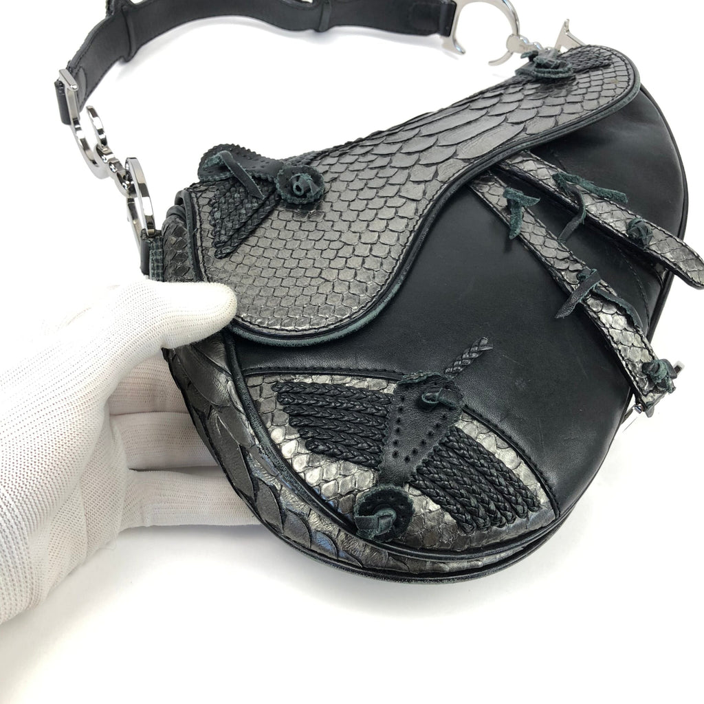 CHRISTIAN DIOR HOLLYWOOD PYTHON LEATHER SADDLE BAG