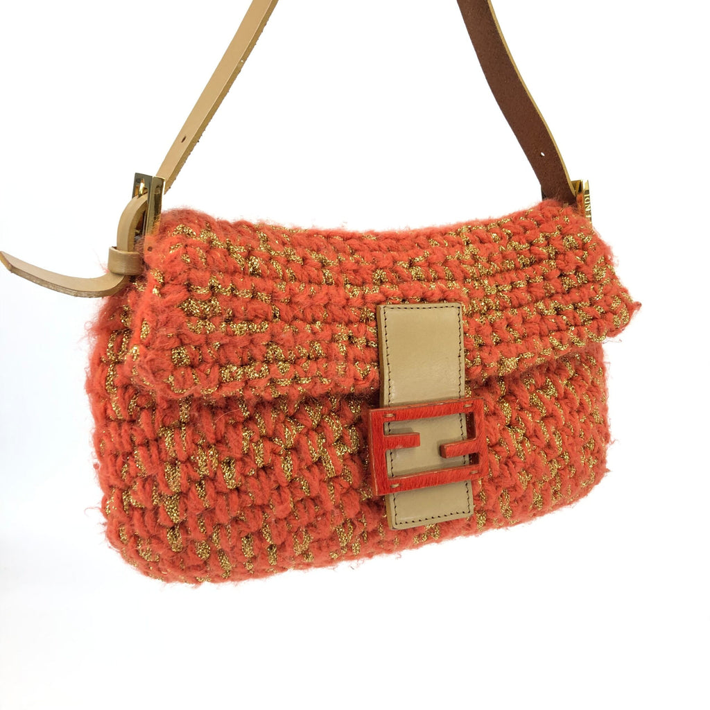 FENDI CROCHET BAGUETTE SHOULDER BAG