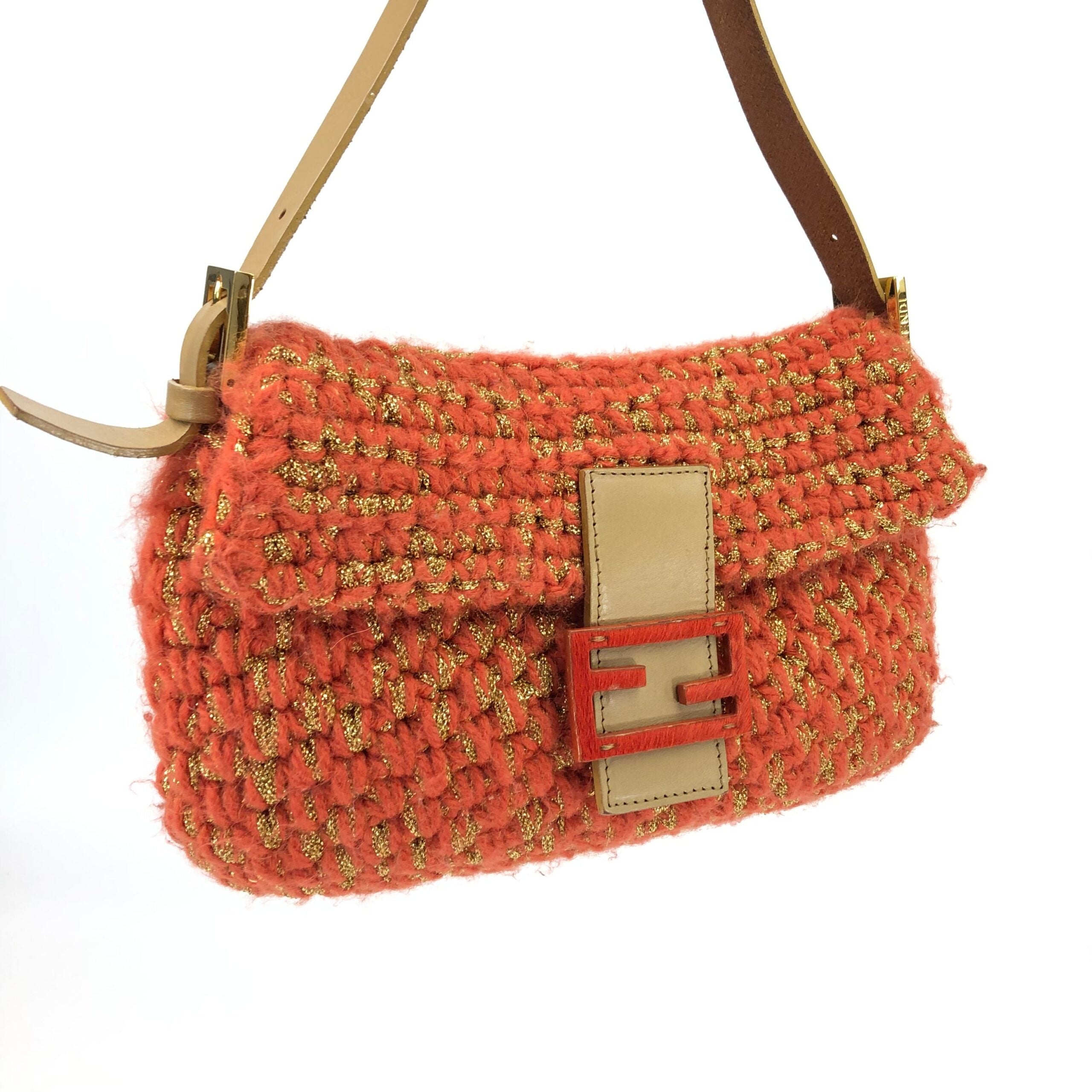 FENDI CROCHET BAGUETTE SHOULDER BAG