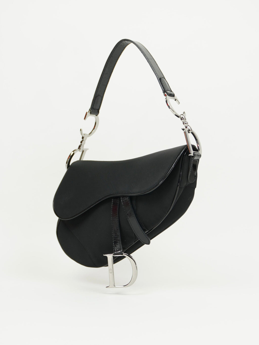 CHRISTIAN DIOR BLACK NYLON SADDLE BAG