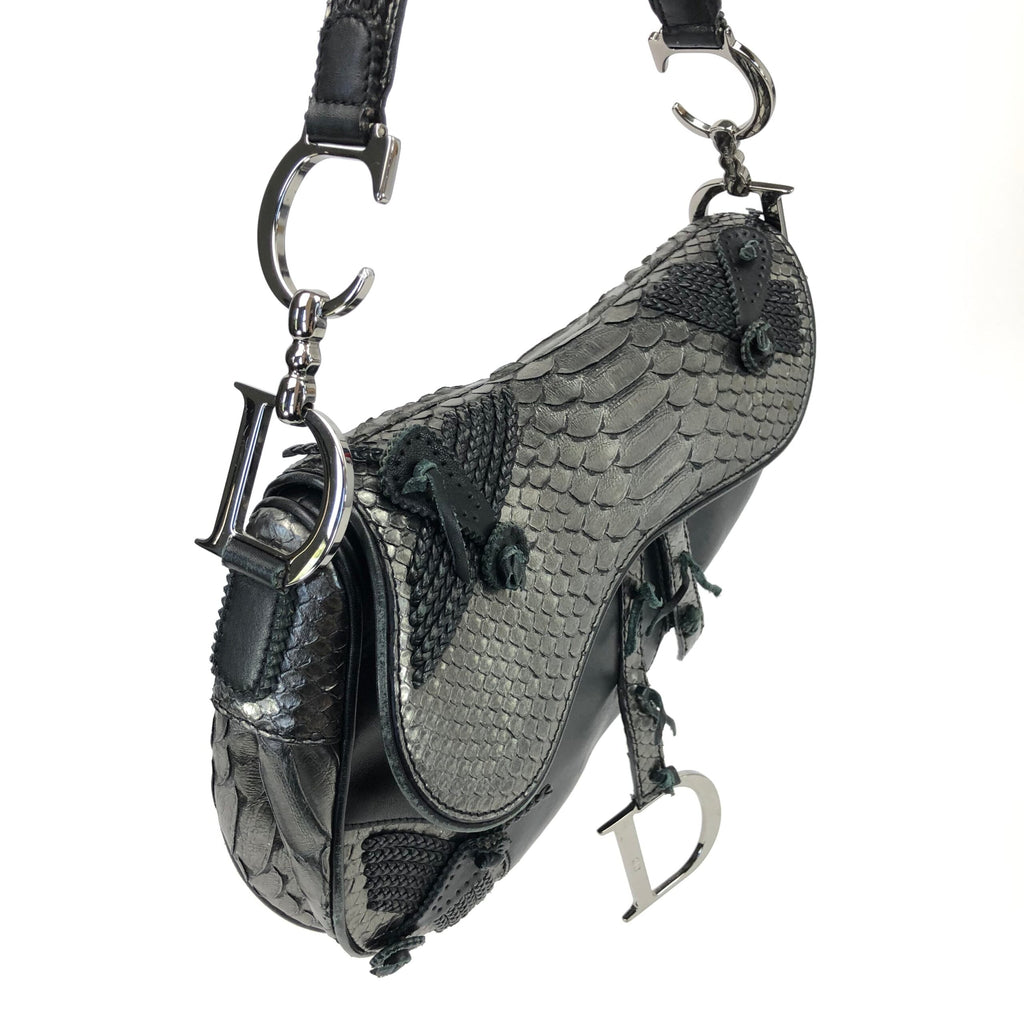 CHRISTIAN DIOR HOLLYWOOD PYTHON LEATHER SADDLE BAG