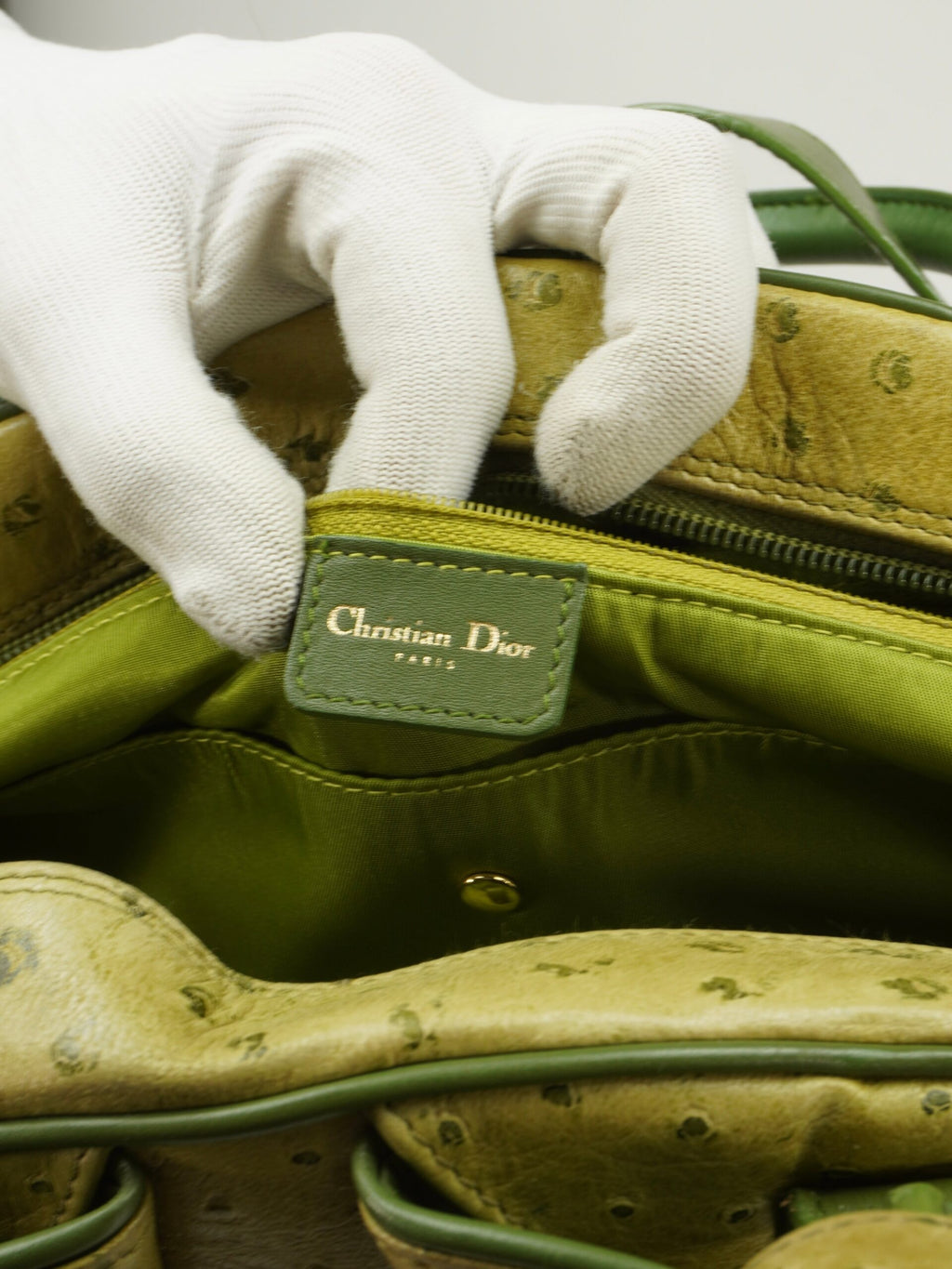 CHRISTIAN DIOR OSTRICH DOUBLE SADDLE BOWLER BAG