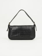 FENDI LEATHER BAGUETTE WITH GREEN BUCKLE