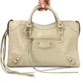 BALENCIAGA CROCODILE EMBOSSED LEATHER CITY BAG