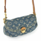LOUIS VUITTON PLEATY DENIM SHOULDER BAG
