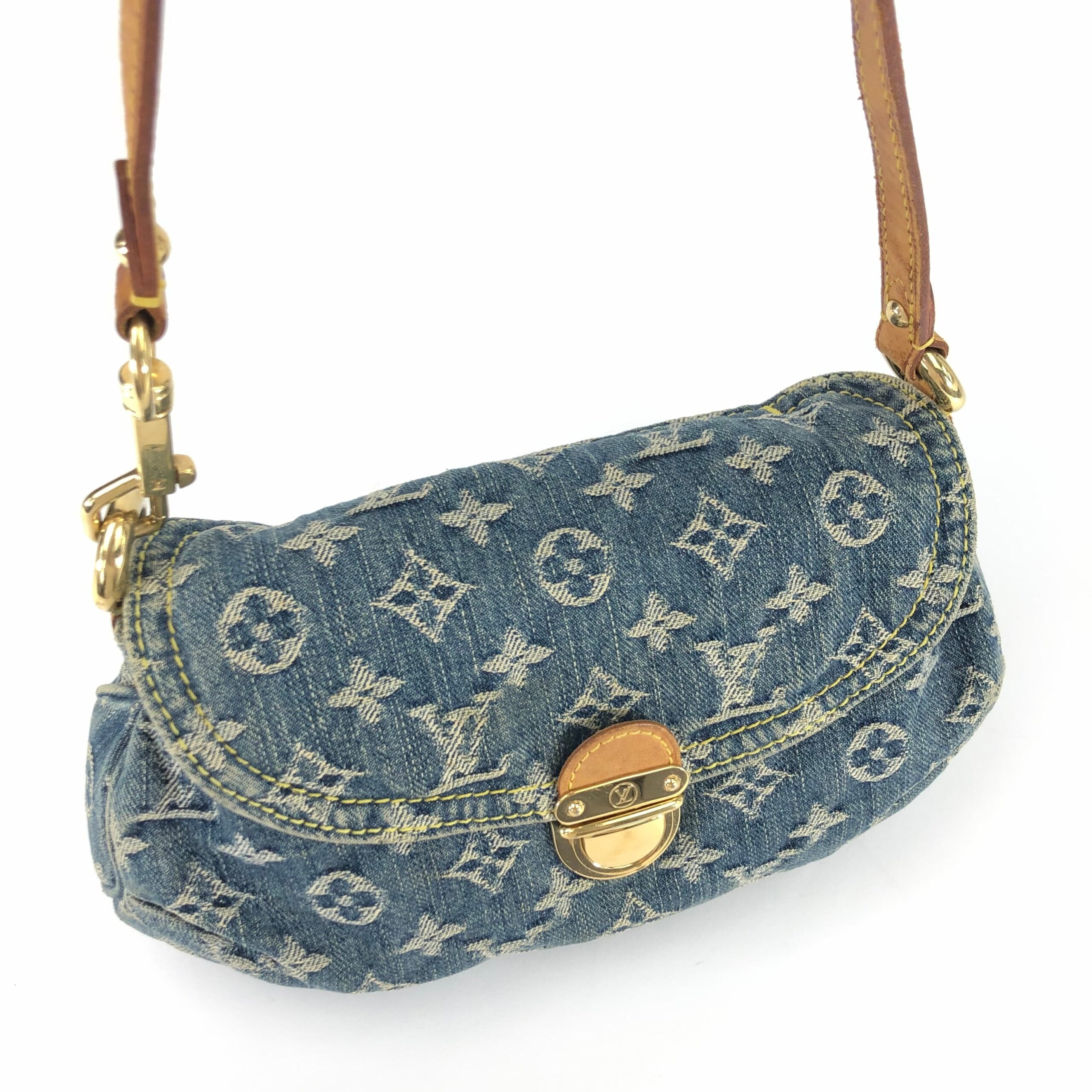 LOUIS VUITTON PLEATY DENIM SHOULDER BAG