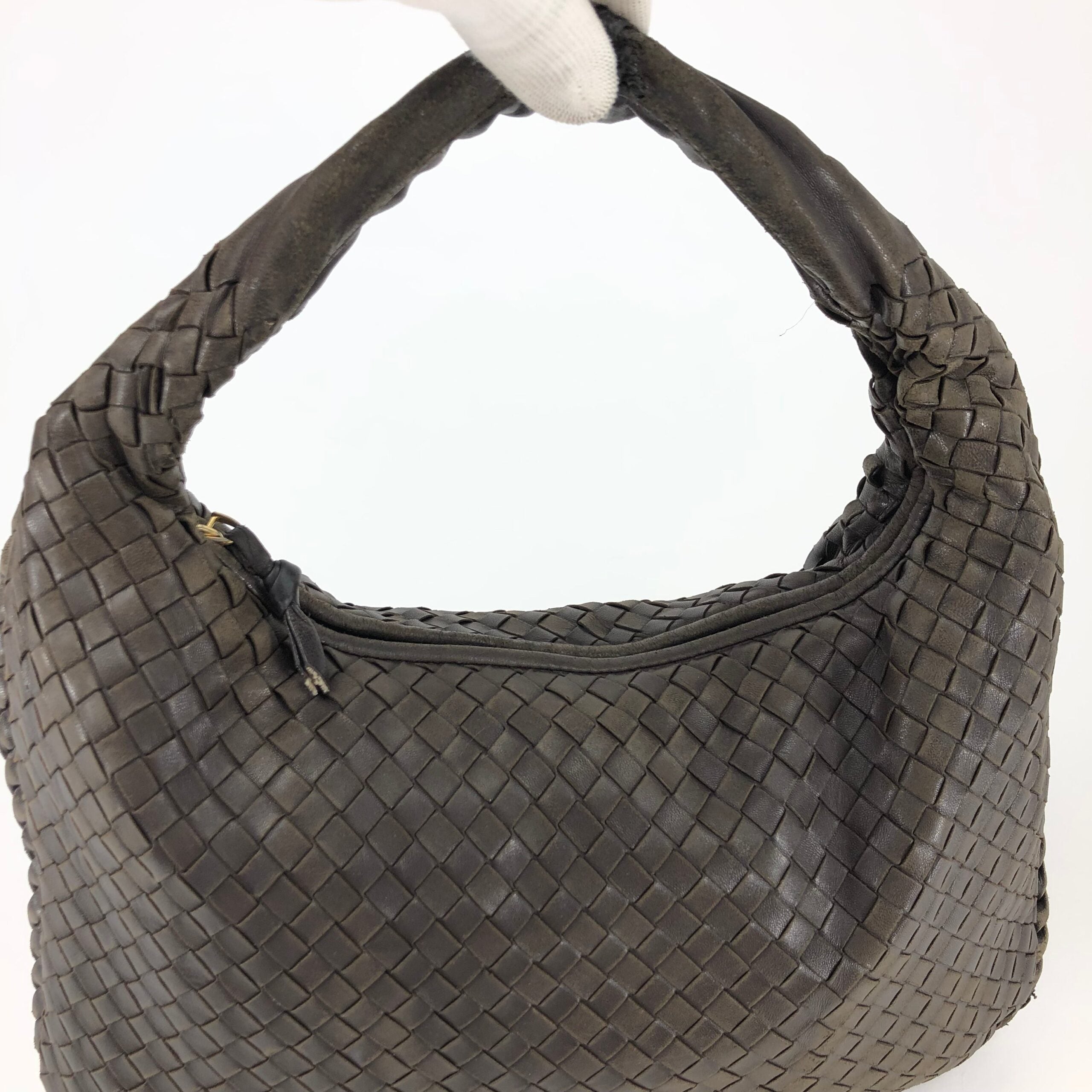 BOTTEGA VENETA BROWN INTRECCIATO SHOULDER BAG