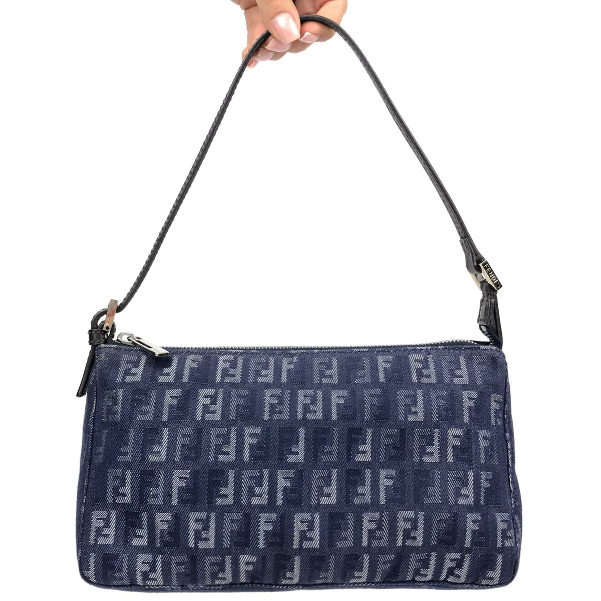 FENDI ZUCCA DENIM SHOULDER BAG