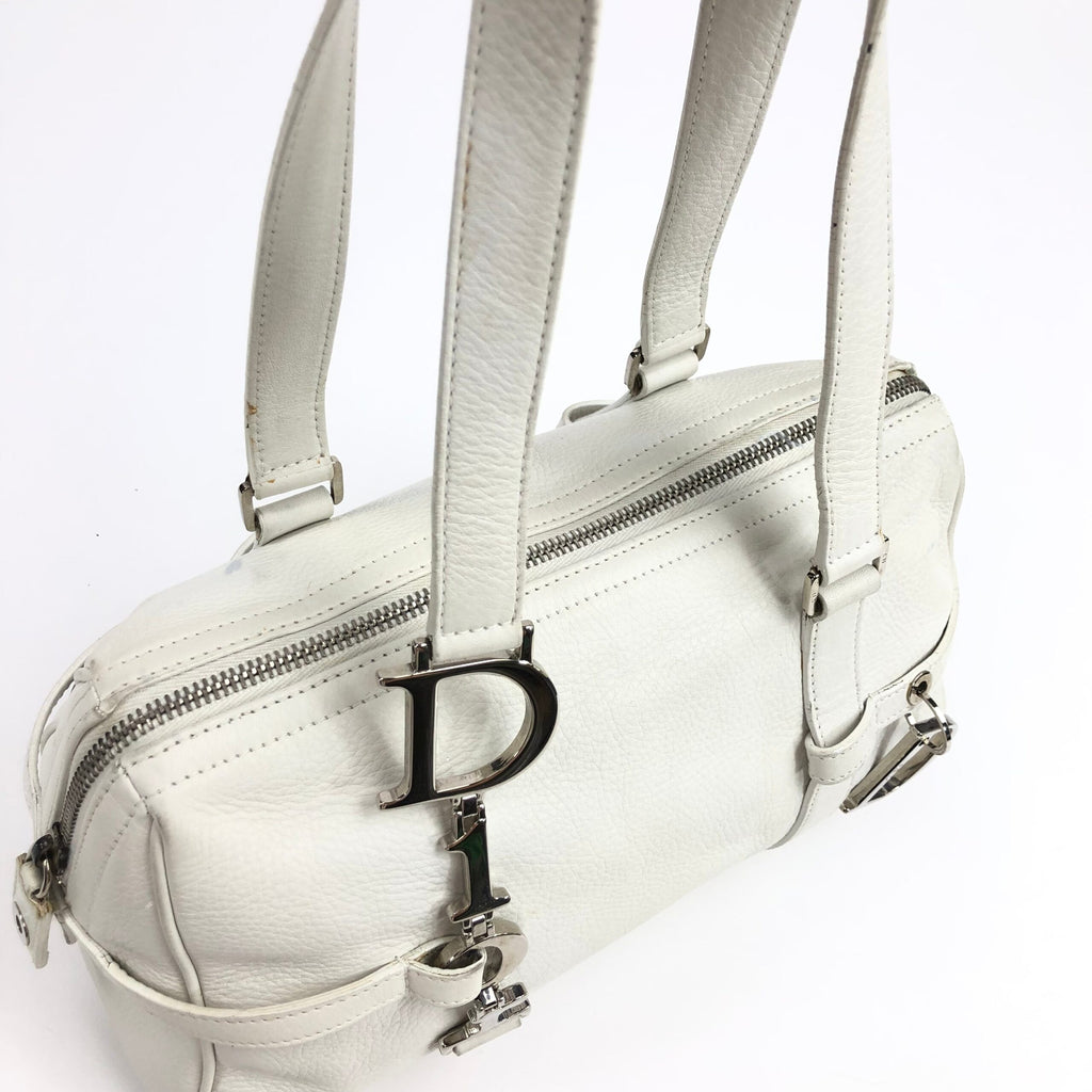 CHRISTIAN DIOR LEATHER BAG WITH SILVER HARDWARE