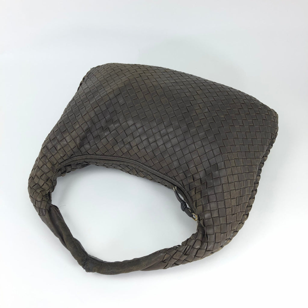BOTTEGA VENETA BROWN INTRECCIATO SHOULDER BAG