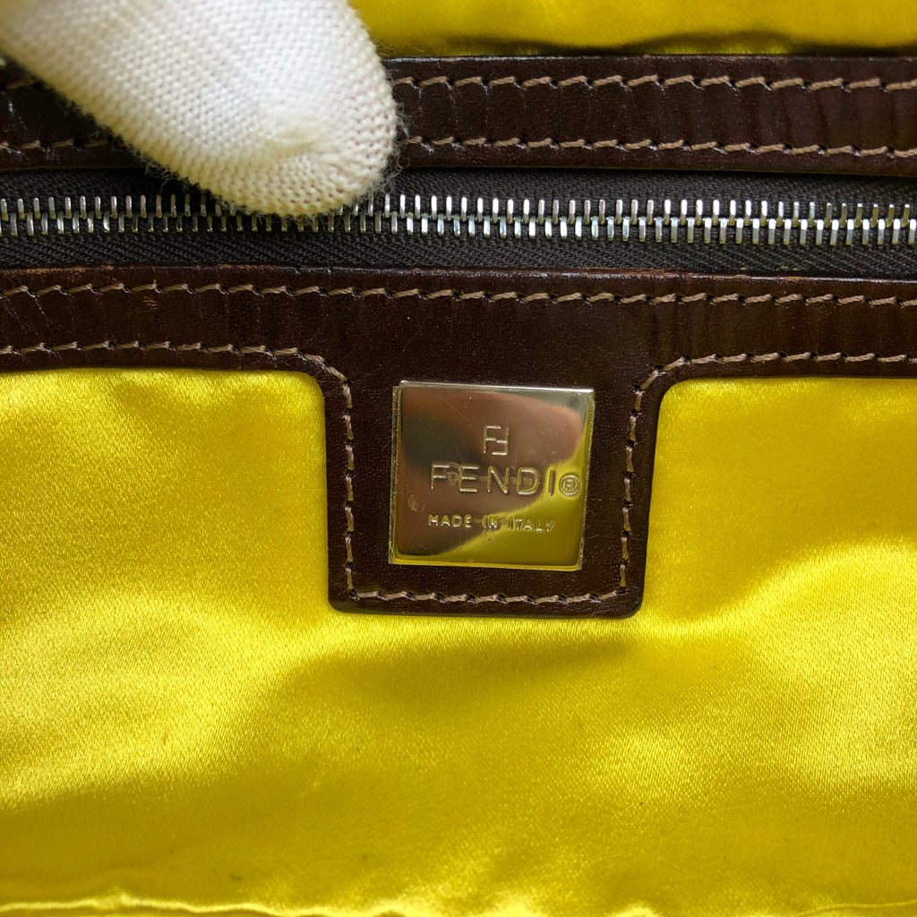 FENDI DENIM FLORAL BEADED BAGUETTE BAG