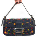 FENDI DENIM BEADED BAGUETTE BAG
