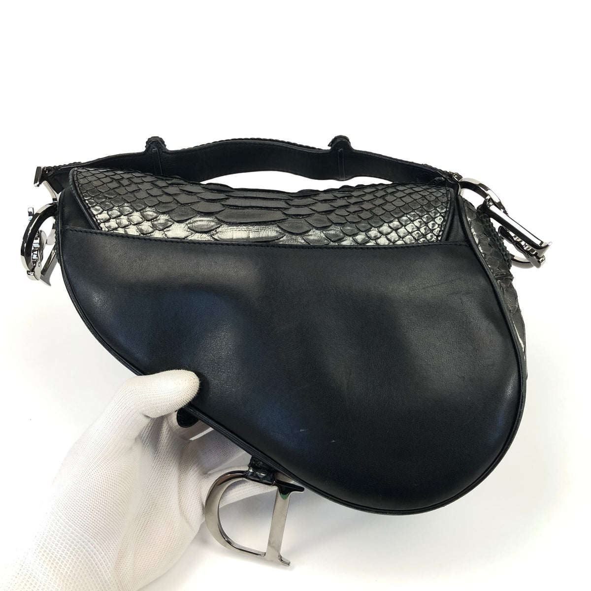 CHRISTIAN DIOR HOLLYWOOD PYTHON LEATHER SADDLE BAG