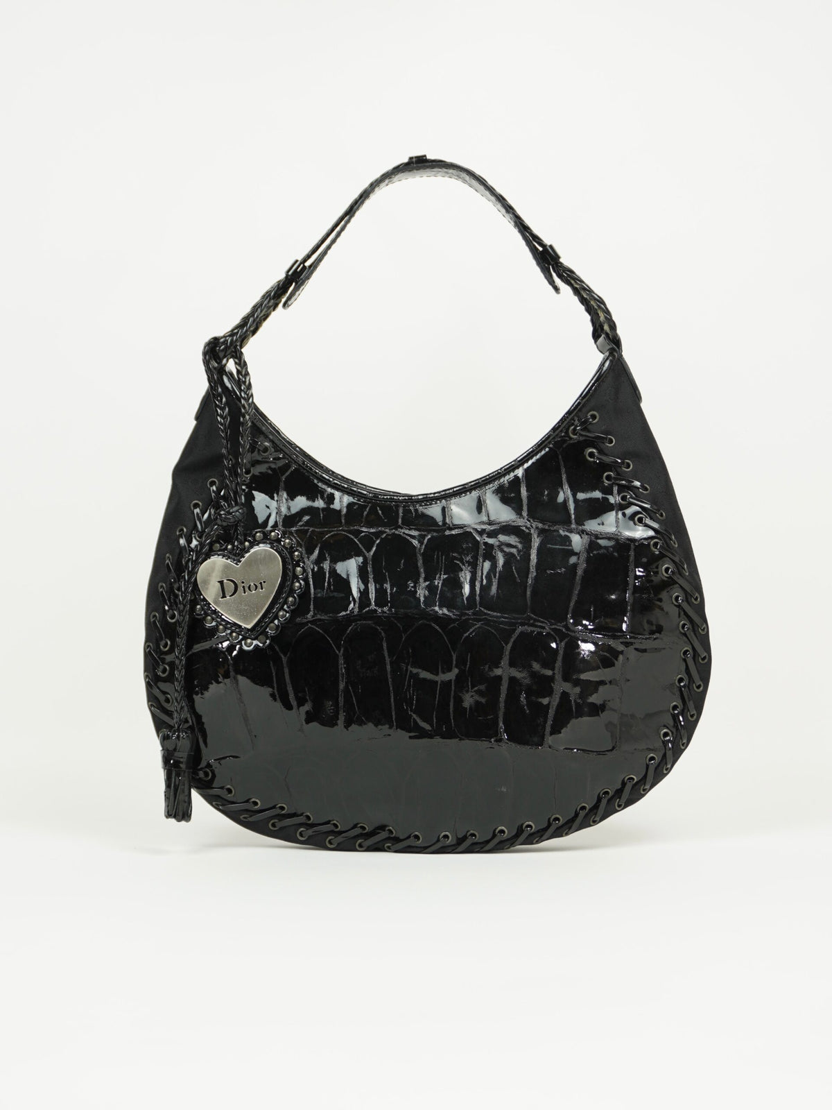 CHRISTIAN DIOR CROCODILE EMBOSSED CORSET HOBO