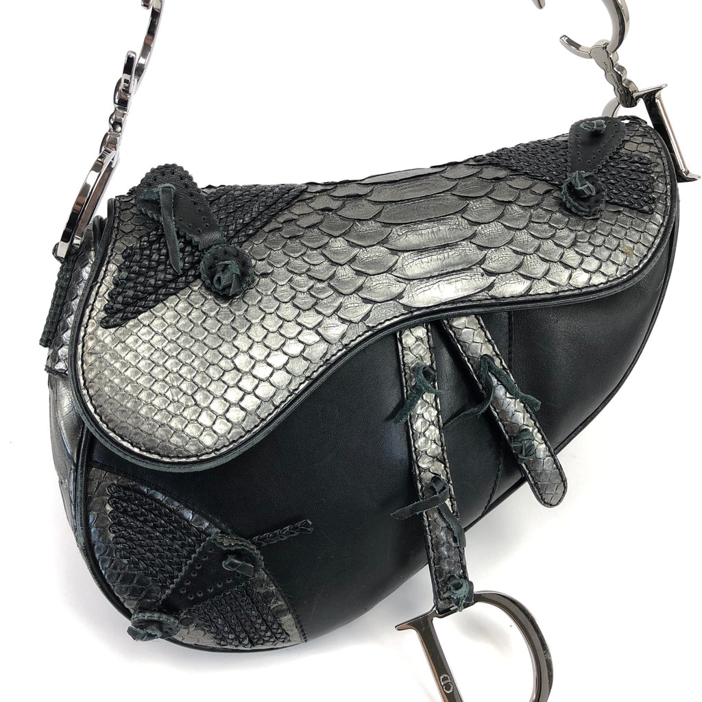 CHRISTIAN DIOR HOLLYWOOD PYTHON LEATHER SADDLE BAG
