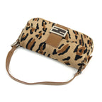 FENDI LEOPARD CALF HAIR BAGUETTE SHOULDER BAG