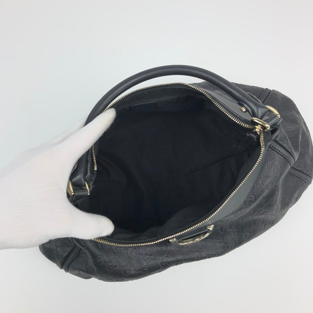GUCCI MONOGRAM LEATHER ABBEY BAG