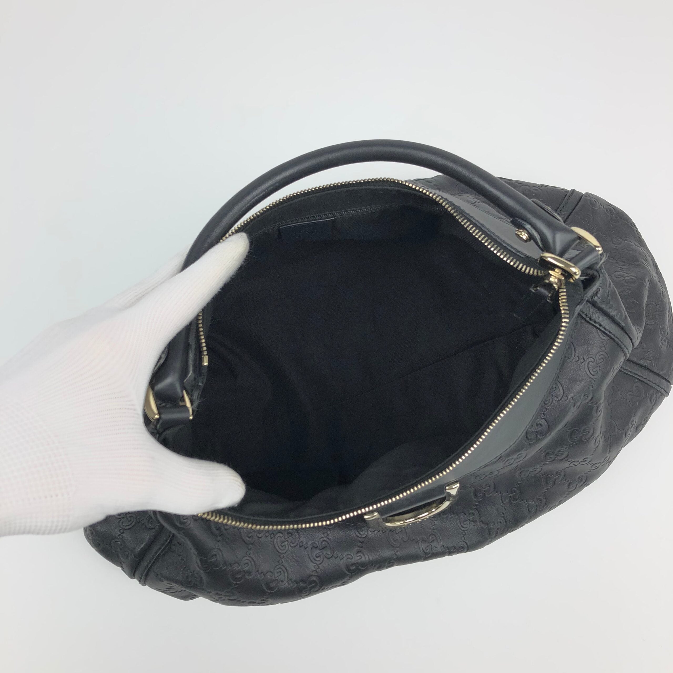GUCCI MONOGRAM LEATHER ABBEY BAG