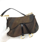 CHRISTIAN DIOR 2001 WATERCOLOUR DOUBLE SADDLE BAG
