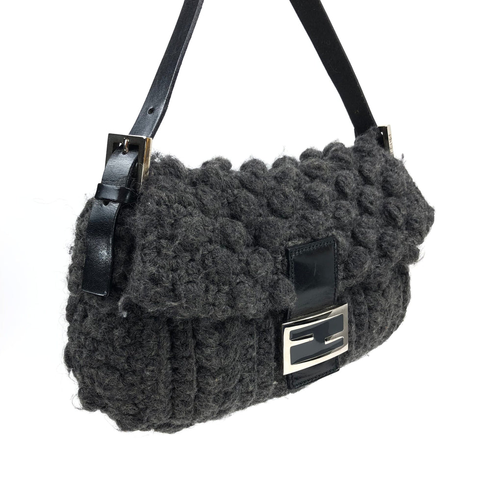 FENDI CASHMERE WOOL BAGUETTE SHOULDER BAG