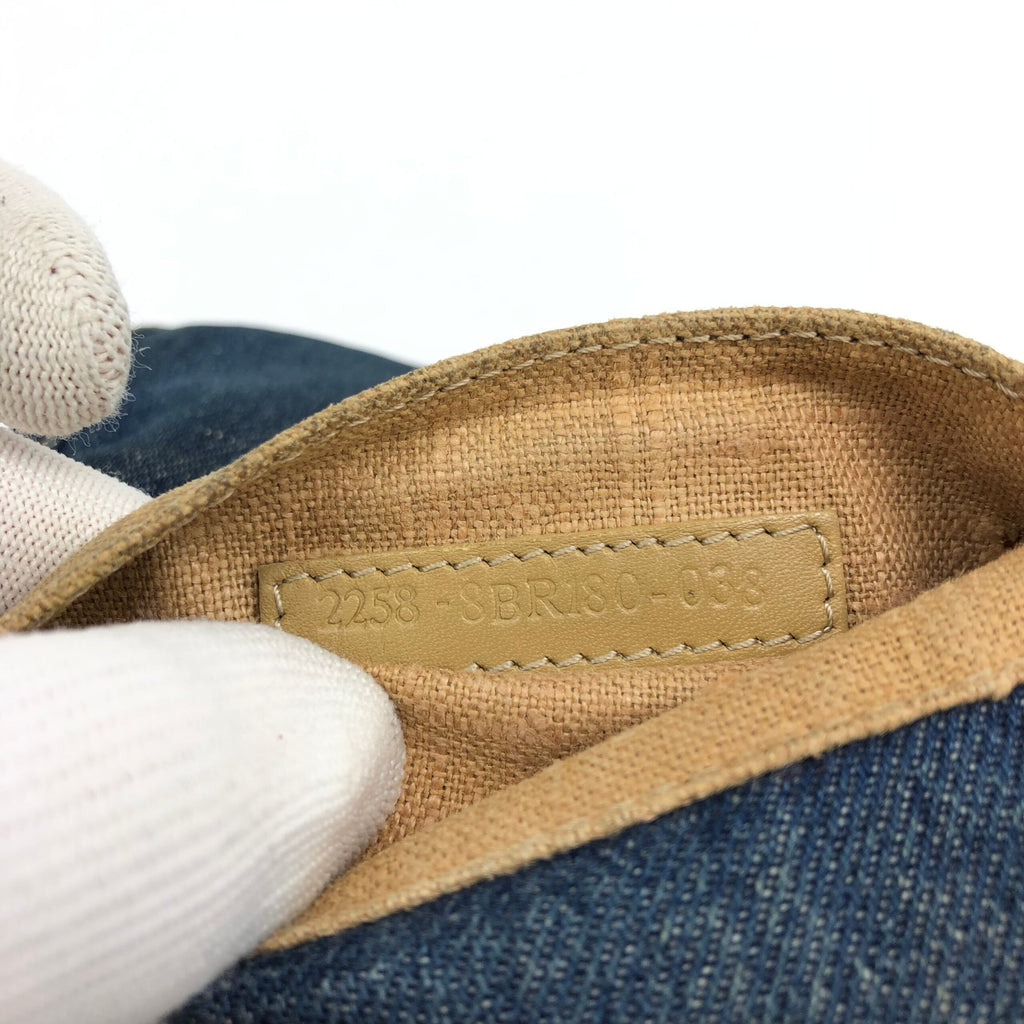 FENDI DENIM BAGUETTE BAG WITH EXOTIC LIZARD DETAILING