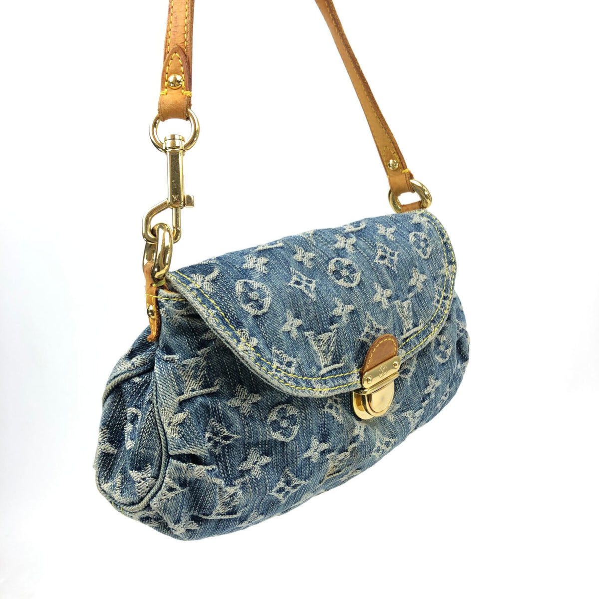 LOUIS VUITTON DENIM PLEATY SHOULDER BAG