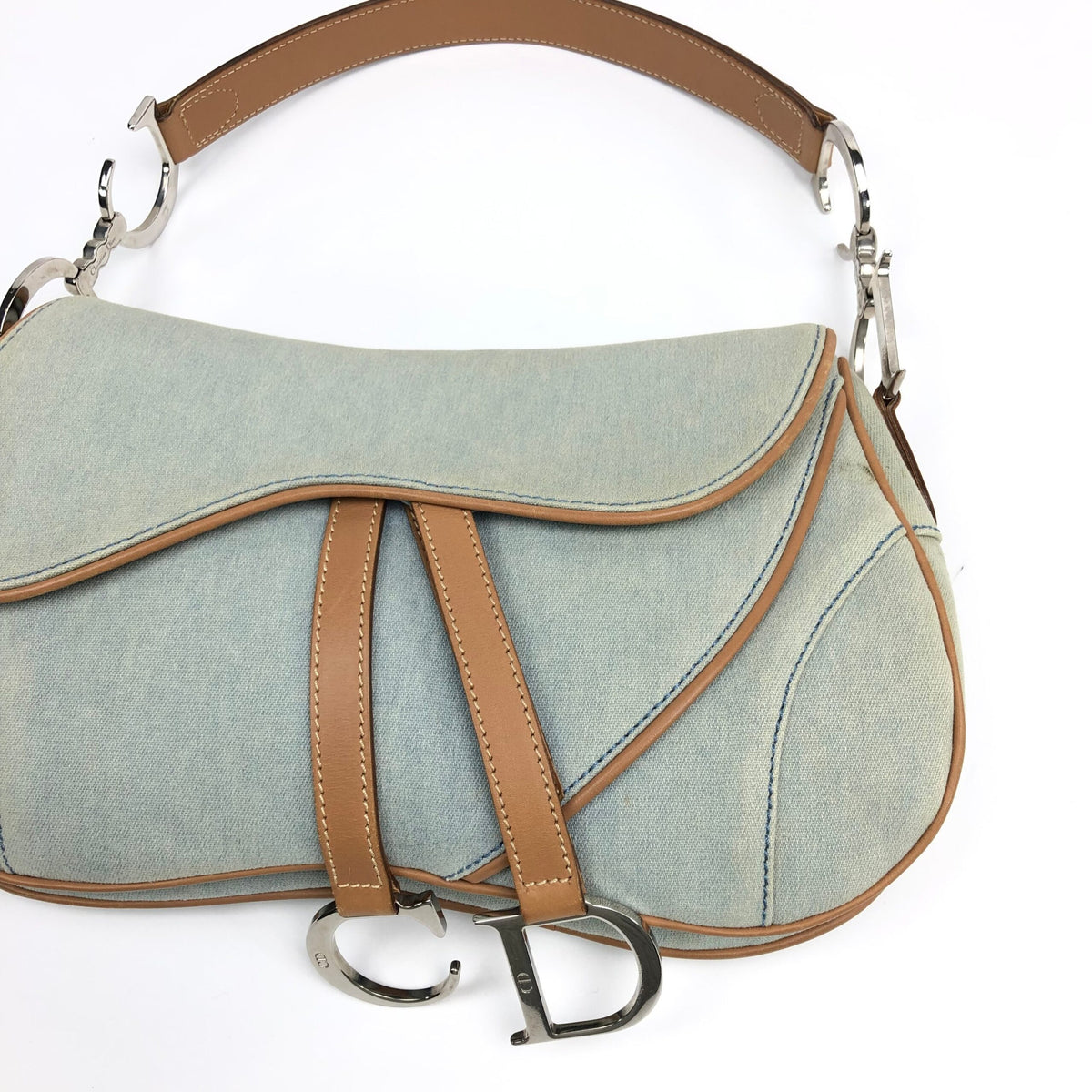 CHRISTIAN DIOR DENIM DOUBLE SADDLE BAG