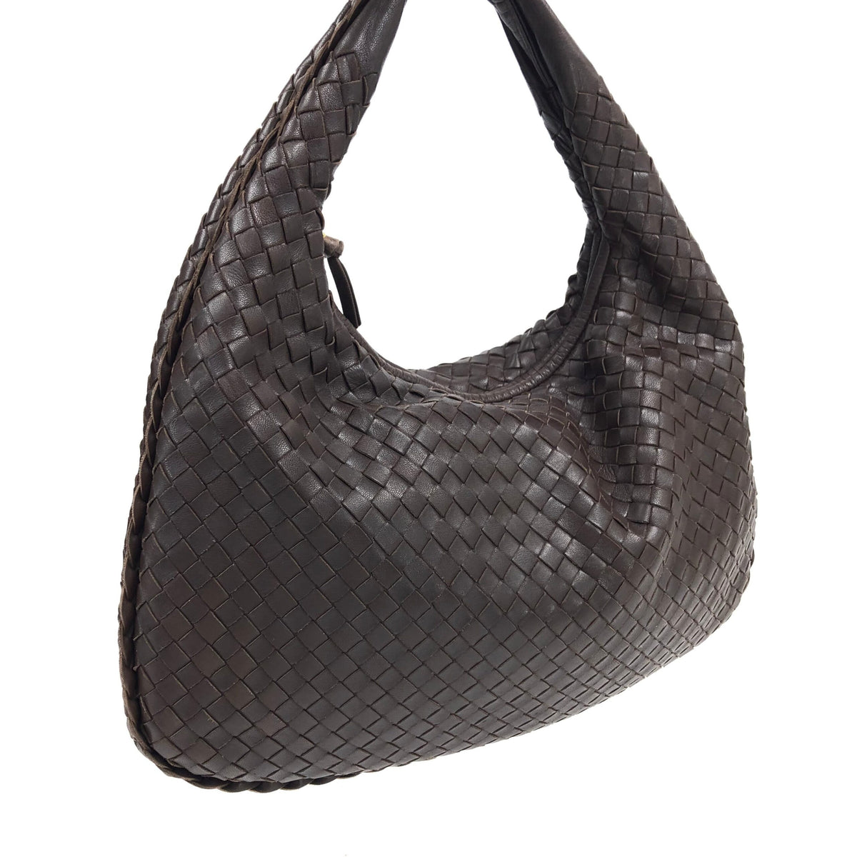 BOTTEGA VENETA BROWN INTRECCIATO SHOULDER BAG