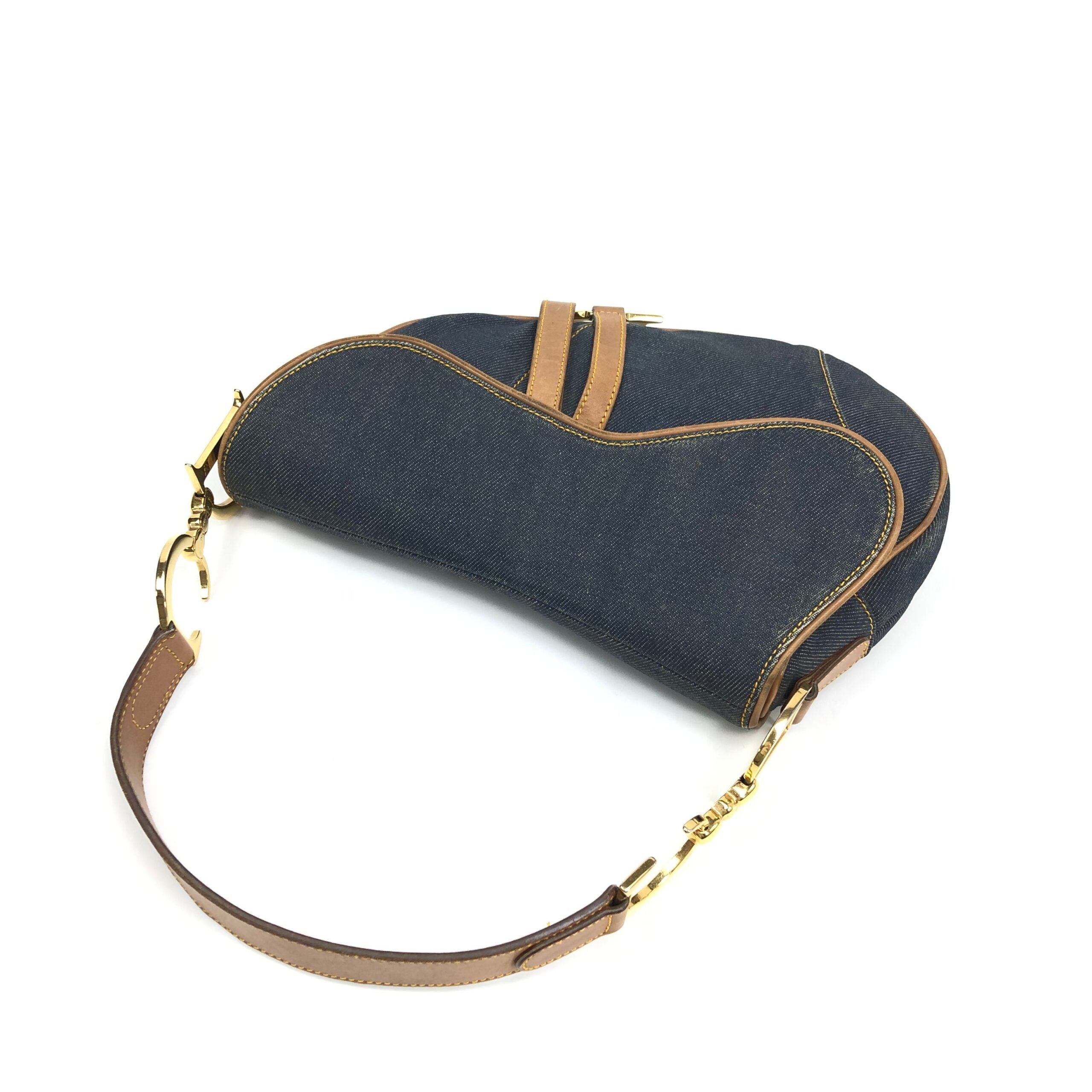 CHRISTIAN DIOR DENIM SADDLE BAG