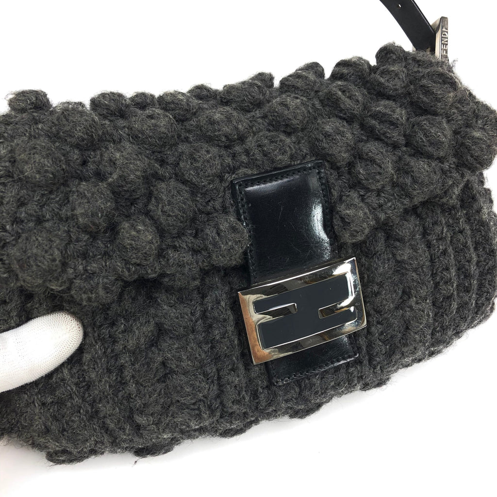FENDI CASHMERE WOOL BAGUETTE SHOULDER BAG