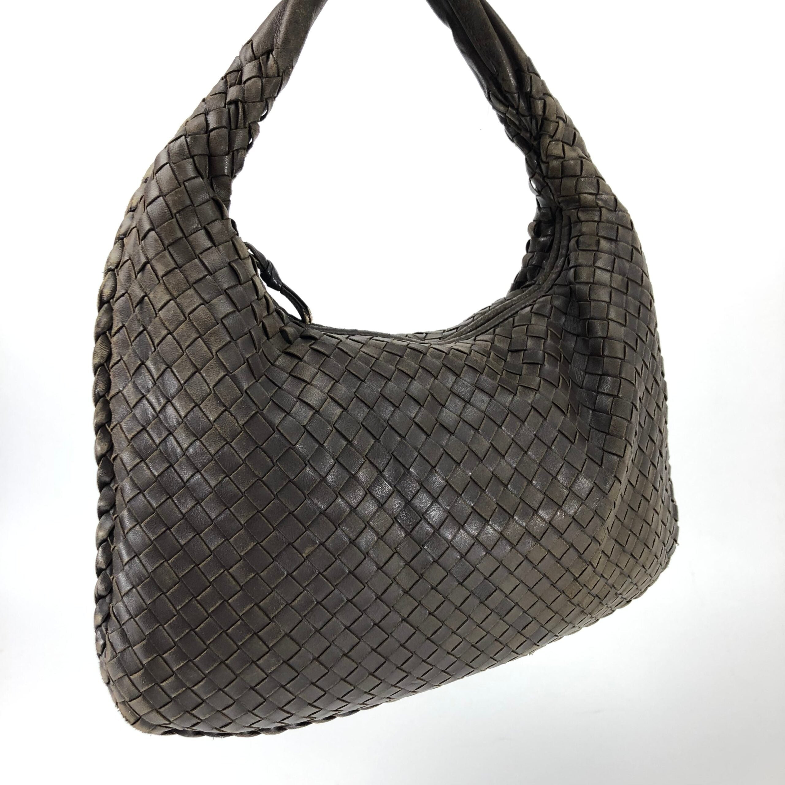 BOTTEGA VENETA BROWN INTRECCIATO SHOULDER BAG