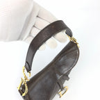 CHRISTIAN DIOR BROWN LEATHER SADDLE BAG