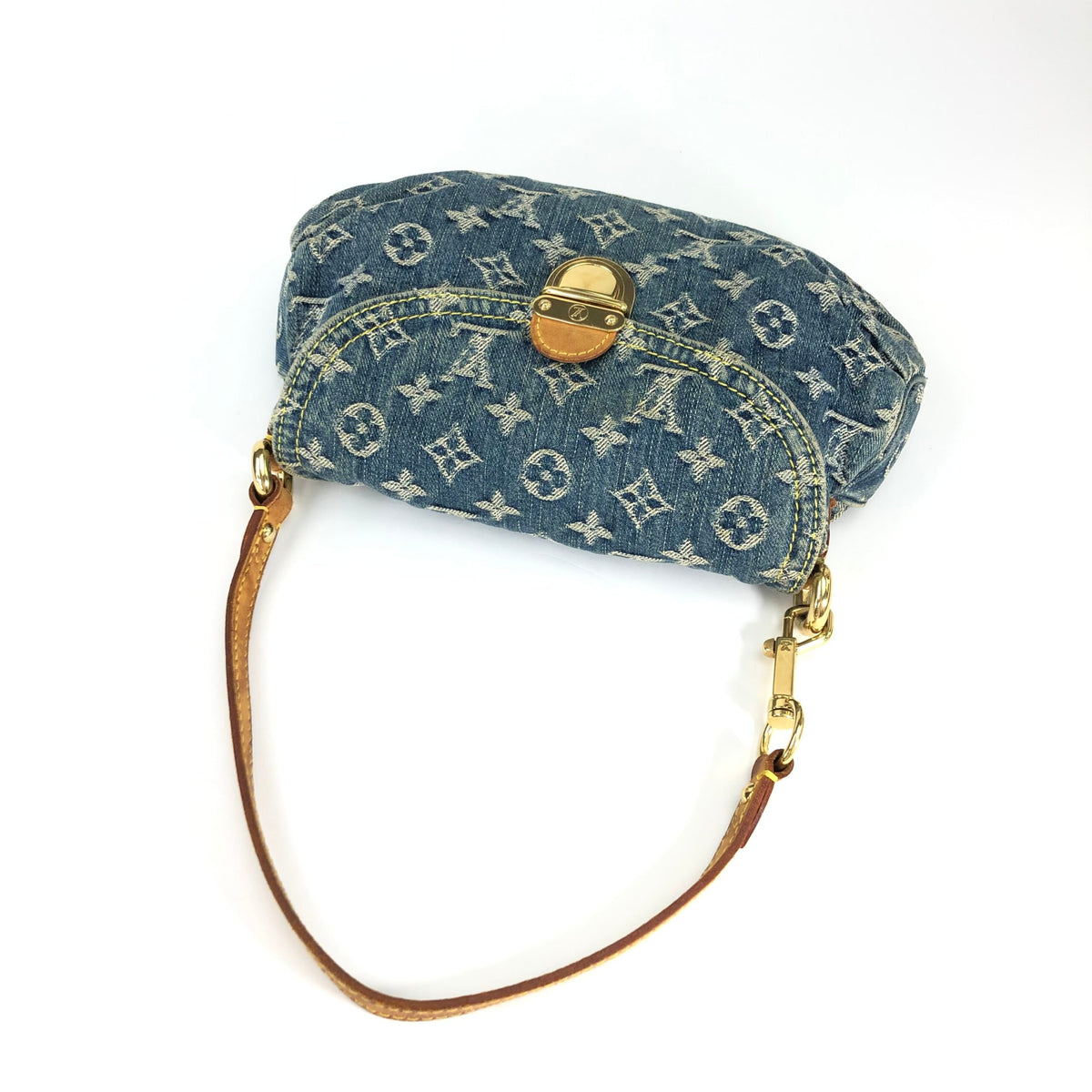 LOUIS VUITTON PLEATY DENIM SHOULDER BAG